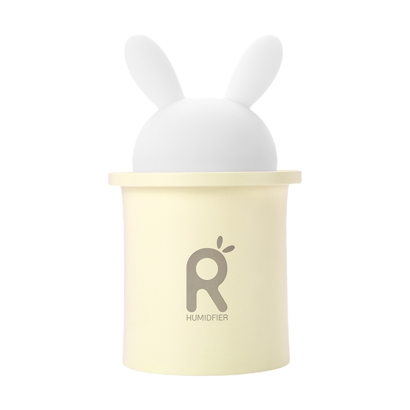 几素兔子加湿器冷暖夜灯小型办公室桌面家用学生少女可爱宿舍喷雾迷你静音（月亮黄）