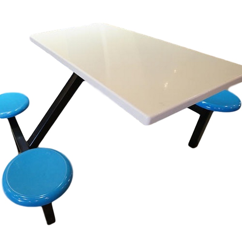 逐鹿中原食堂餐桌椅组合学校饭堂公司员工不锈钢快餐连体餐桌椅4人位HH821颜色款式可选