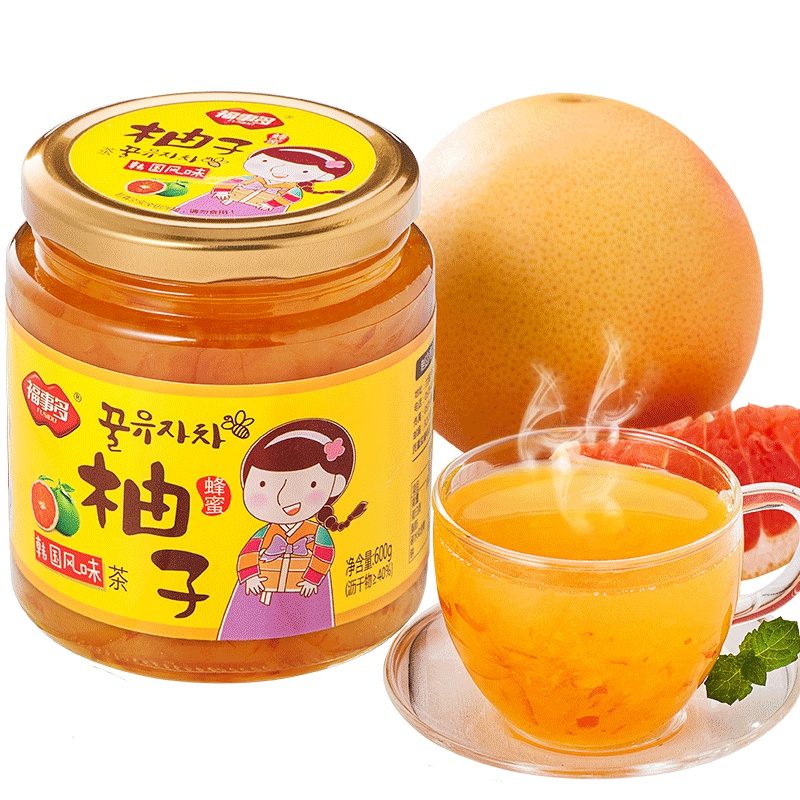福事多蜂蜜柚子茶600g冲饮泡水喝的冲泡饮品 韩式水果茶饮花茶酱