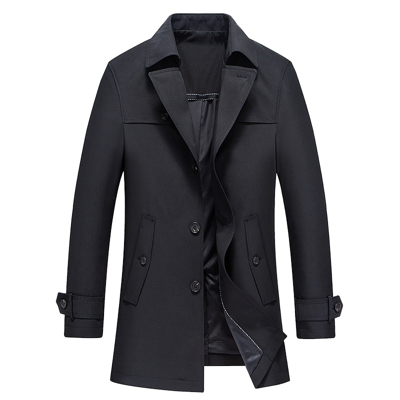 雅鹿男装风衣男春新款商务休闲中长款翻领风衣外套男单排扣风衣男S41FCFAJ9002