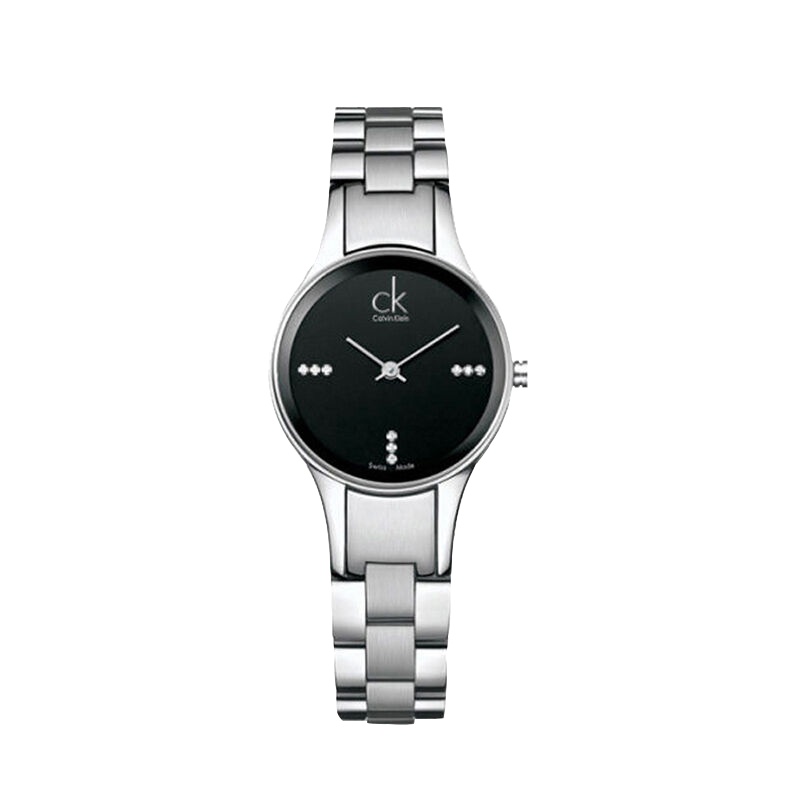 ck手表女士时装表 简约表盘时尚带钻钢带防水石英表三钻 K4323102