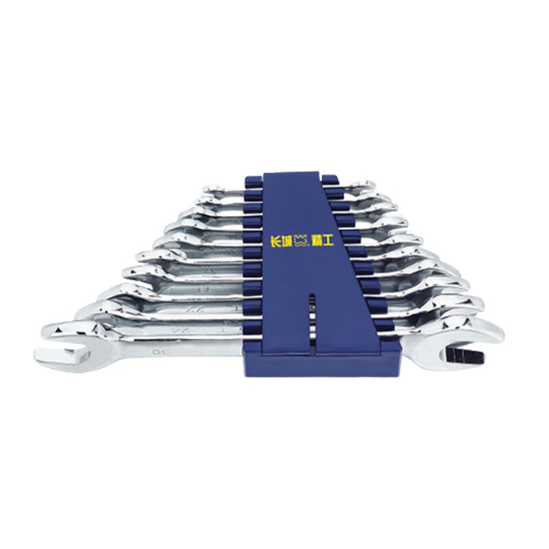 长城精工 10件套公制平板镜抛双呆扳手组套 扳手套装 6*7-30*32mm 324110