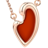 MyMiss925银镀玫瑰金天鹅项链女士人工合成红玛瑙吊坠子情人节生日礼物送恋人 炽热的爱