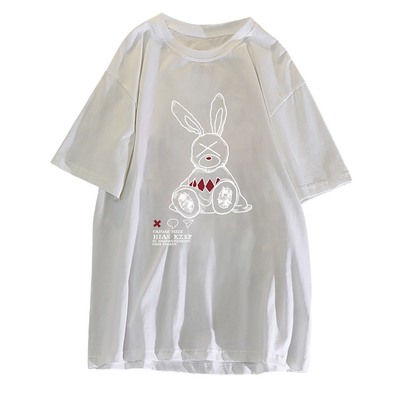 晗亦然大码女装2021夏装印花短袖T恤2406