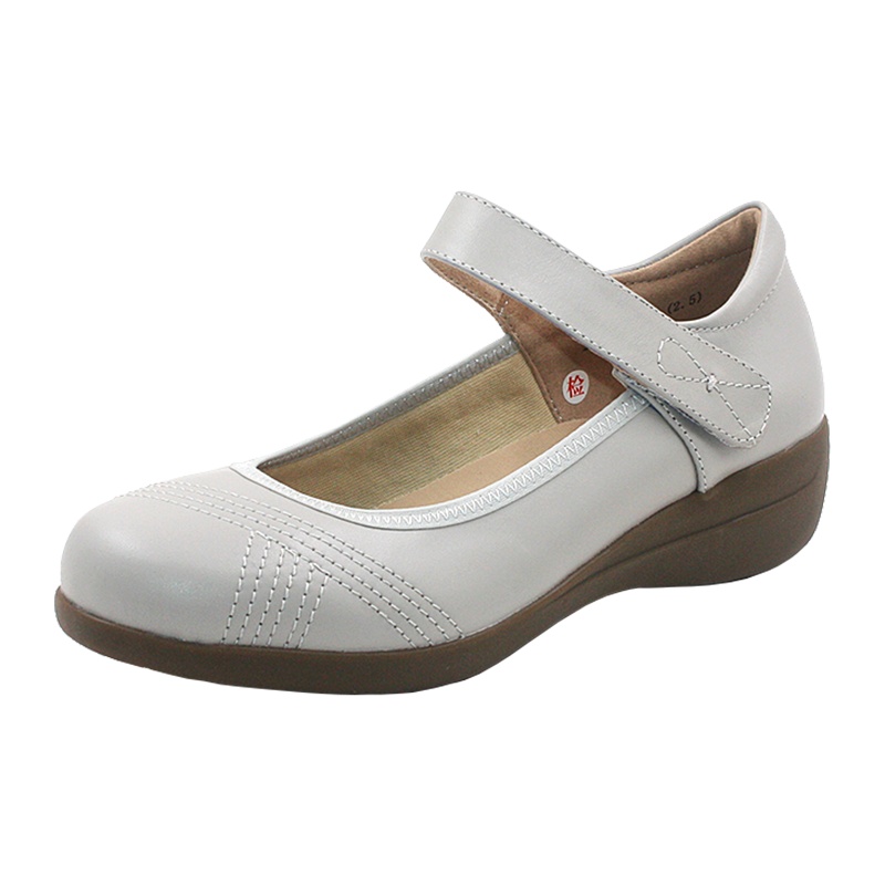 Mileno/米莲诺新春款简约舒适牛皮坡跟女单鞋休息妈妈鞋F201121