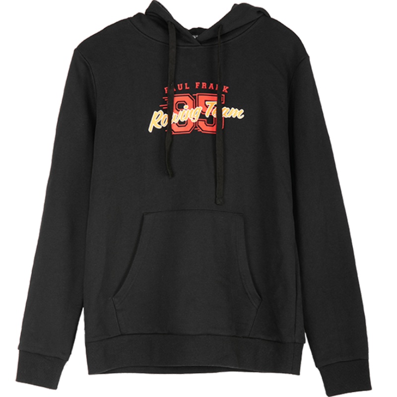 PaulFrank/大嘴猴春秋季新款卫衣男情侣装连帽宽松春秋装套头衫 M 黑色
