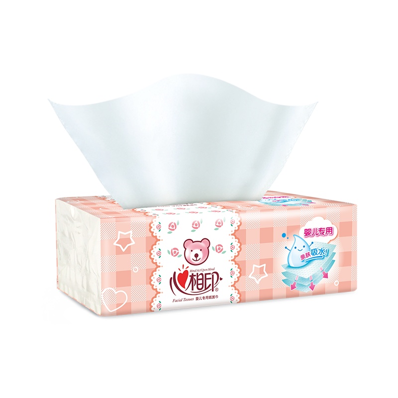 心相印婴儿系列抽纸3层120抽18包整箱装L码(大规格)宝宝适用面巾纸擦手纸餐巾纸家用菊型压花柔厚蓬松超强吸水呵护宝宝加