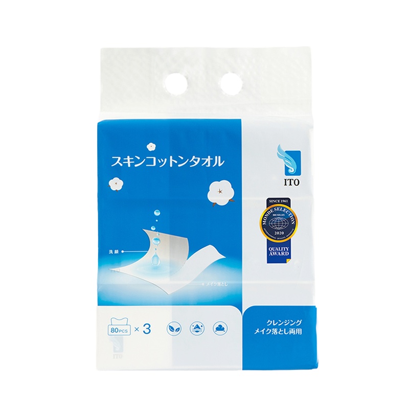 ITO二分之一卸妆绵柔巾一次性毛巾洗脸巾深层清洁脸部清水卸妆婴儿干湿两用80片*3包