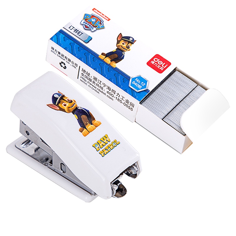 得力汪汪队立大功小订书机迷你订书器小号 学生可爱 小型定钉书机多功能 办公装订器 套装订书机便携0313LAN