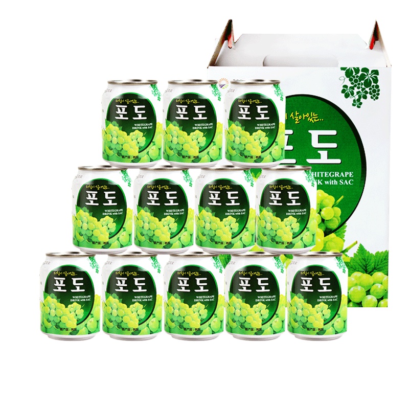 韩国进口 九日葡萄果肉果汁饮料238ml*12瓶