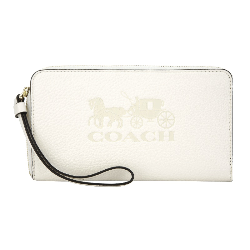 COACH 蔻驰 奢侈品 女士白色皮革长款钱包手包