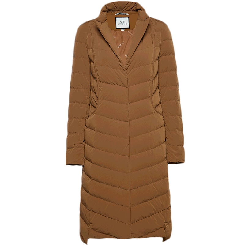 波司登白鹅绒时尚简约长款立领加长女士欧洲站羽绒服