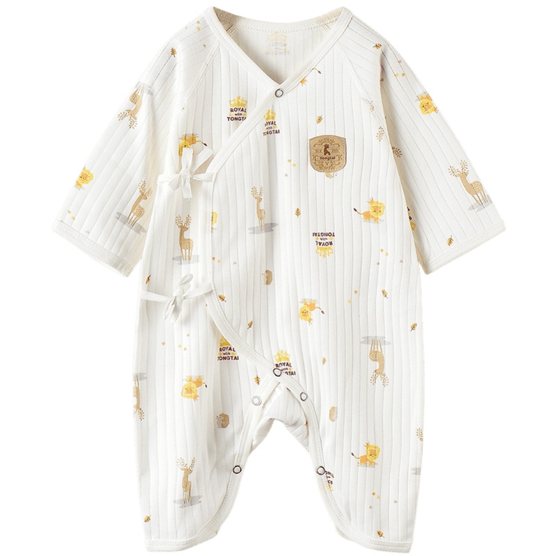 童泰(TONGTAI)秋款新生儿纯棉蝴蝶哈衣0-3个月男女宝宝系带连体衣婴儿爬服