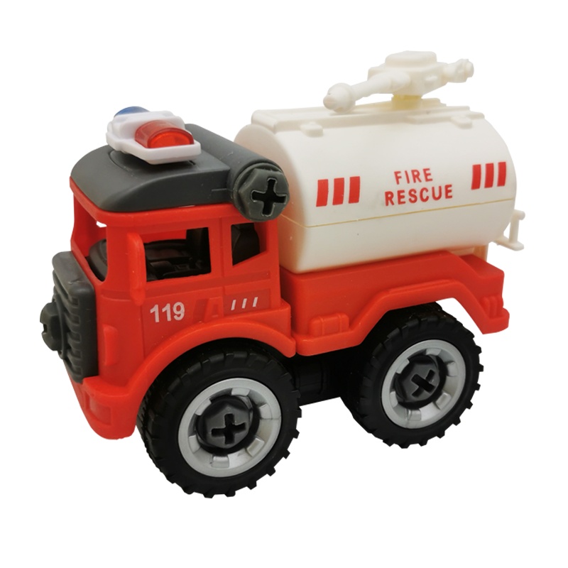 捷光玩具 男孩益智套装拼拆装积木玩具仿真挖掘土机消防车工程车DIY过家家 [消防车随机1只]