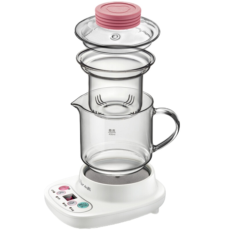 小熊(Bear)0.4L迷你养生壶 自动加厚烧水壶电水壶热水壶 电热杯煮花茶壶 玻璃滤网煮茶器 YSH-A03C(XF)