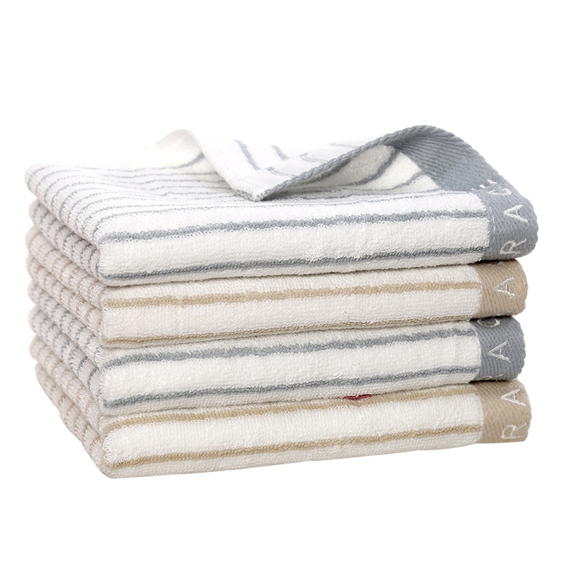 洁丽雅(grace)毛巾家纺纯棉素色条纹柔软吸水成人洗脸毛巾 两条装70g/条 混色 颜色随机