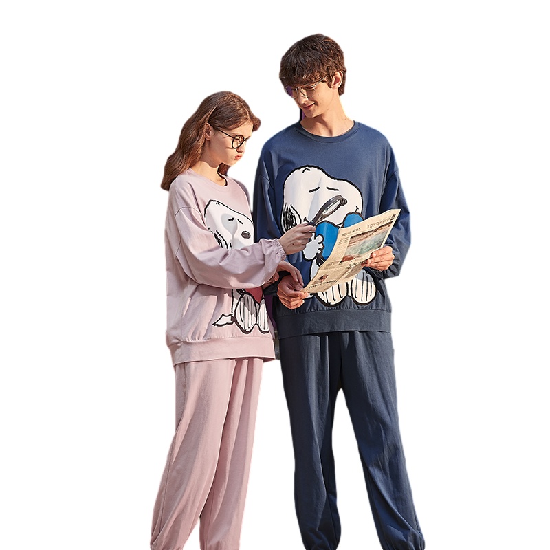 [1折价52.9元]史努比联名唐狮春秋季新款情侣睡衣纯棉男女可外穿家居服
