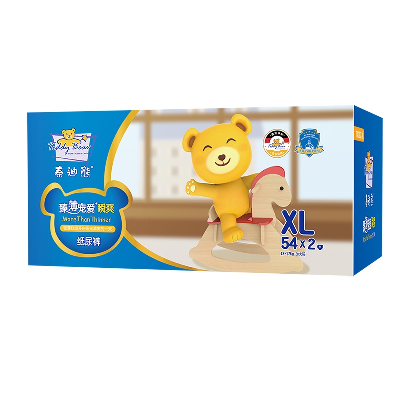 泰迪熊臻薄宠爱+瞬爽纸尿裤XL码(彩箱)108片