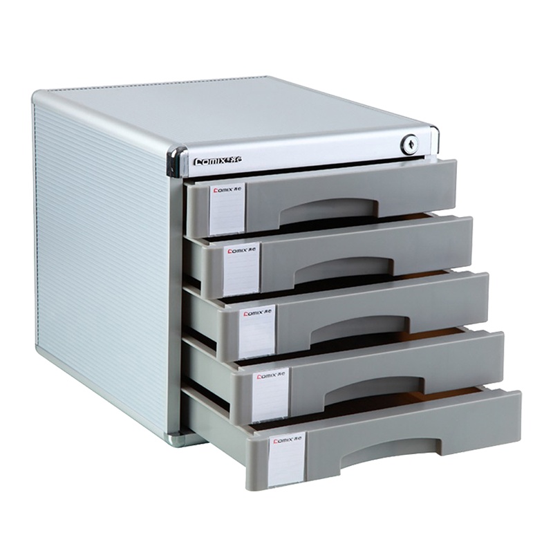 齐心(comix)B2245 五层带锁文件柜 资料柜 收纳盒 文件抽屉 办公桌文件柜 文件收纳柜 带锁文件箱 文件柜