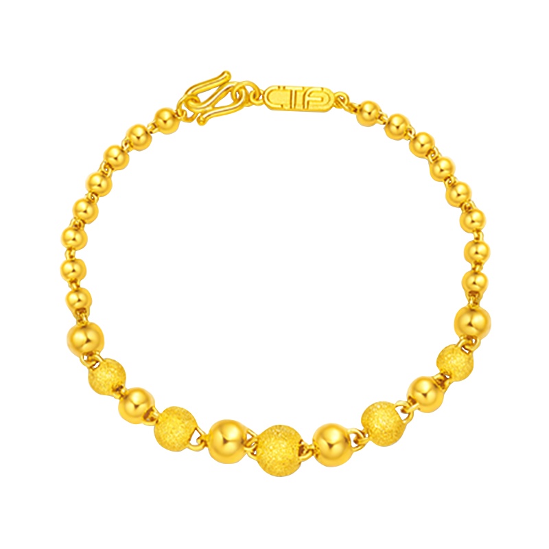 周大福 珠宝首饰光沙珠串足金金手链计价甄品F217476（工费：168元）