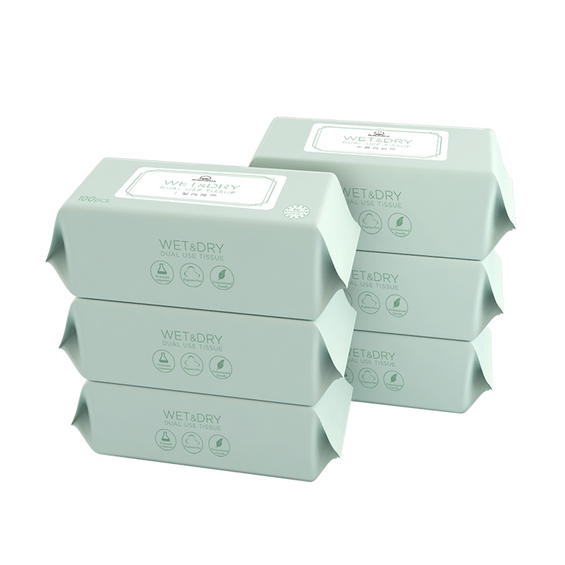 棉花秘密(mimicotton)婴儿干湿两用棉柔巾 新生儿宝宝手口屁专用 18*20cm100抽6包 非湿巾