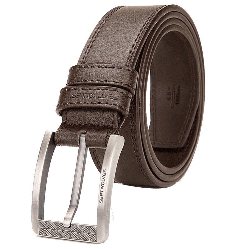 七匹狼SEPTWOLVES 带男士 真皮 休闲 牛皮 宽腰带 男 韩版 潮 时尚 针扣 裤带 纯正品 黑色系;棕色系