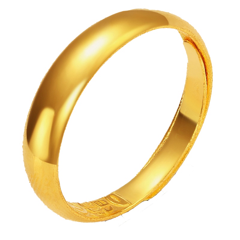 手拉手(Slaso) 黄金戒指女士 足金999女戒光面百福戒指简约时尚女款活口戒 定价送恋人