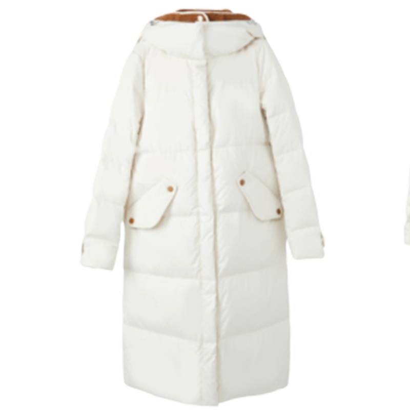 专柜同款拉贝缇白鸭绒羽绒服女中长款2019冬季新款韩版宽松连帽外套加厚60008547