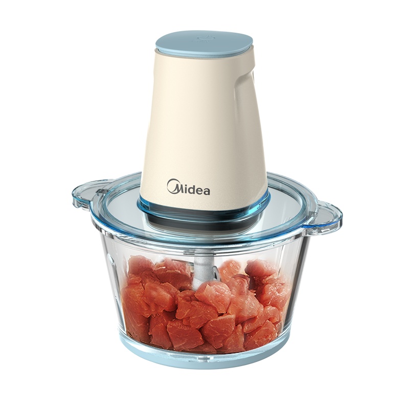 美的(Midea)绞肉机电动多功能小型碎菜辅食料理机加厚玻璃1.8L大容量纯铜电机打蒜蓉辣椒酱MC25Q1-403J1