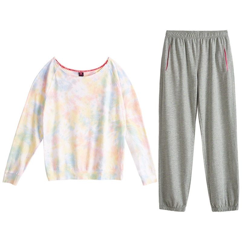 爱帝圆领长袖休闲套纯棉圆领家居服情侣睡衣甜美运动风2019春秋款