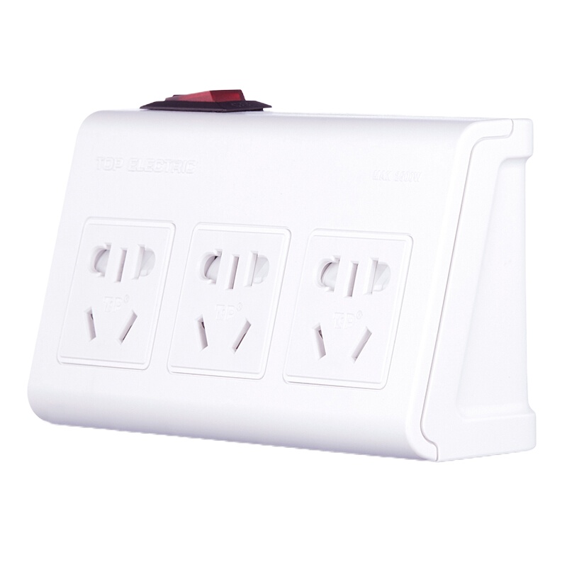 突破(PTOTOP)TZ-C08无线转换插座 3位多功能一转三插头 分控开关墙面扩展转换器 转化器 过载断电