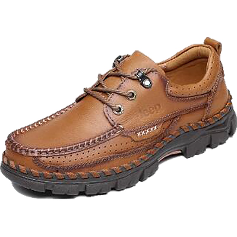 JEEP吉普 真皮男士户外登山休闲鞋头层牛皮运动鞋男潮耐磨男鞋BQ028