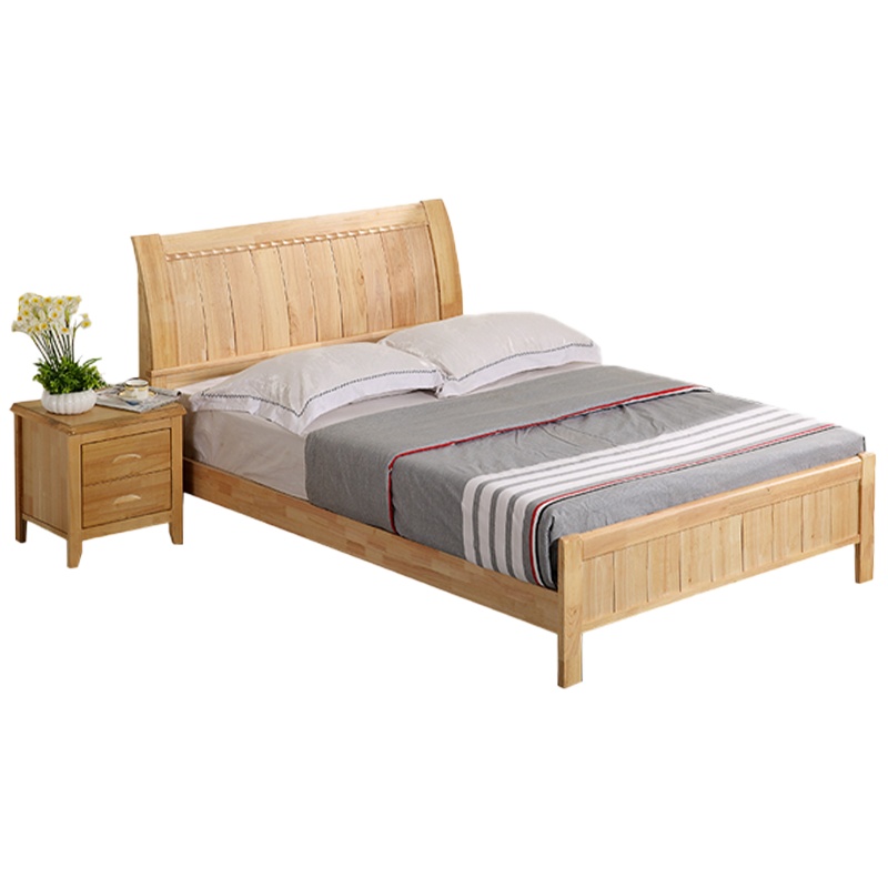 [理政]床 办公家具 木制床 双人床 1.5米床 现代简约宿舍床 卧室床 含5cm床垫和一个床头柜