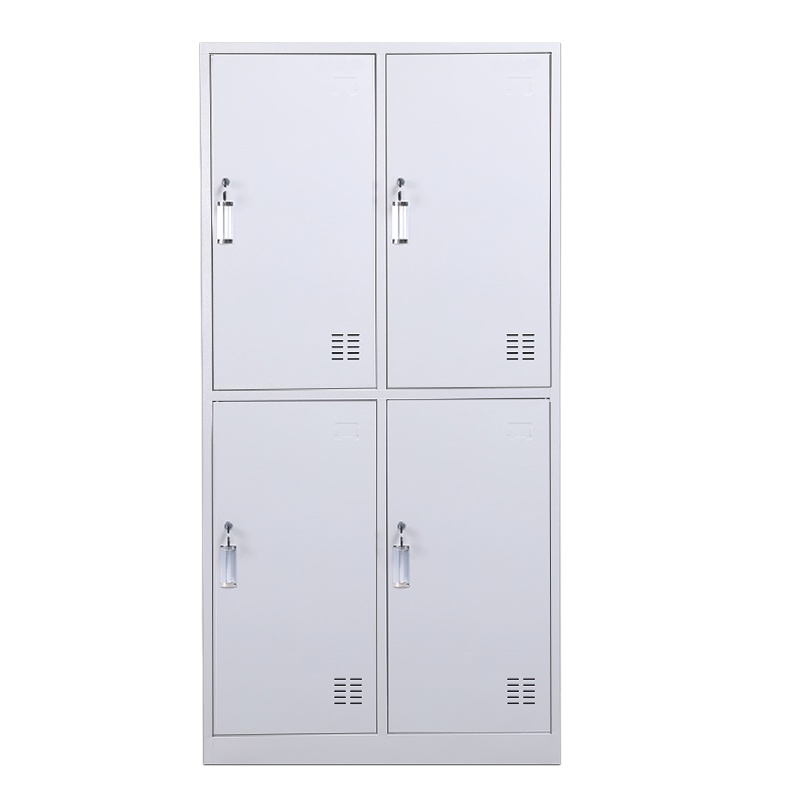 震海灰白色四门更衣柜经济型储物柜鞋柜员工存包柜钢制办公柜类更衣柜衣柜 家用四门衣柜