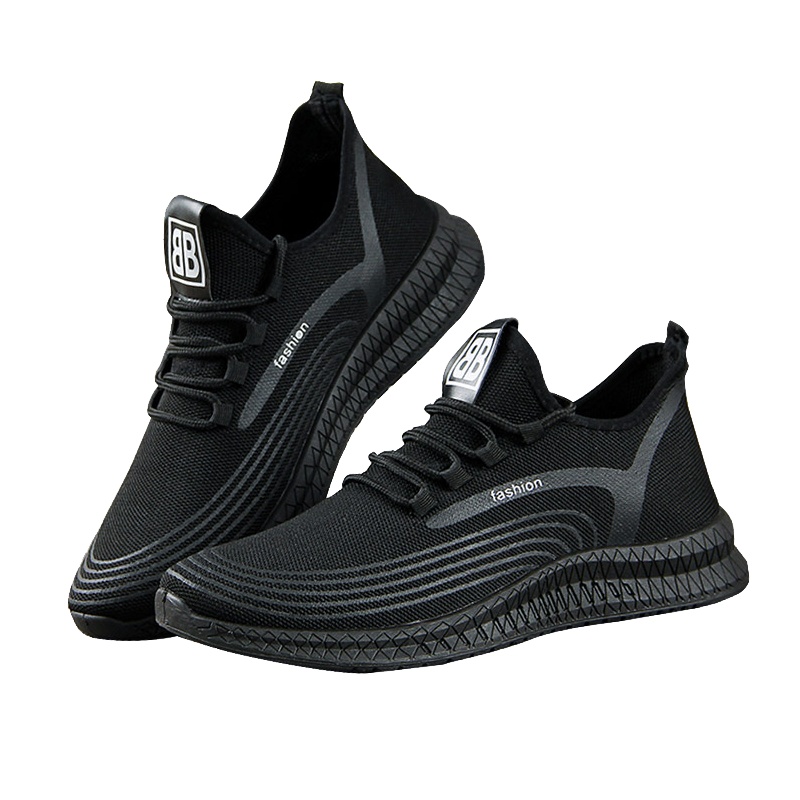 乾裕德跑道鞋黑白双色39-44飞织布休闲透气潮鞋2021年新款运动鞋男