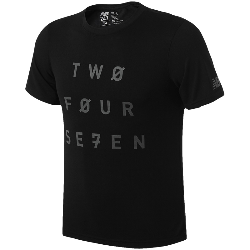 new balance 短袖T恤运动休闲男装运动服AMT71575-BK L 黑色