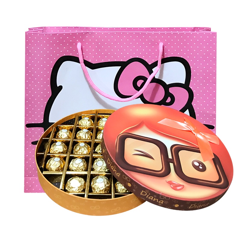 费列罗Ferrero Rocher费列罗榛果威化巧克力21粒装纸盒装眼镜妹妹（配礼袋）伴手礼