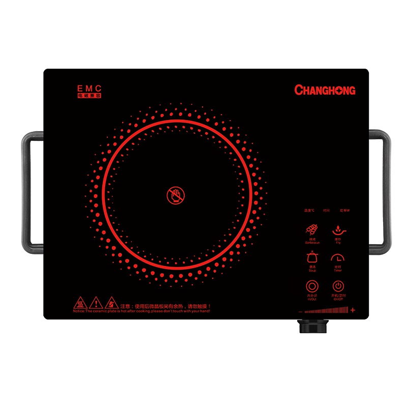 长虹(CHANGHONG) 微电脑电陶炉 智能触控式微晶面板 电磁炉升级款 家用不挑锅 三环火2400W 24F43C