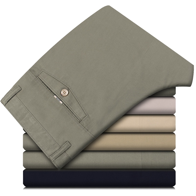 雅鹿男装春季新款宽松直筒商务休闲抗皱免烫棉弹力裤子1166