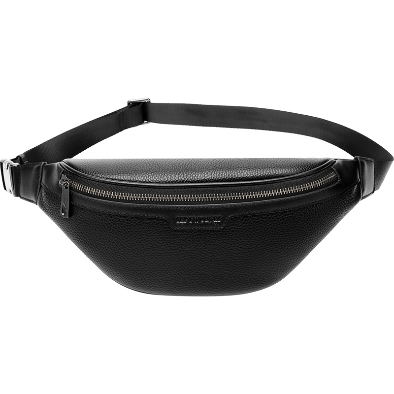 七匹狼(SEPTWOLVES)男士腰包新款真皮男胸包头层牛皮休闲运动包