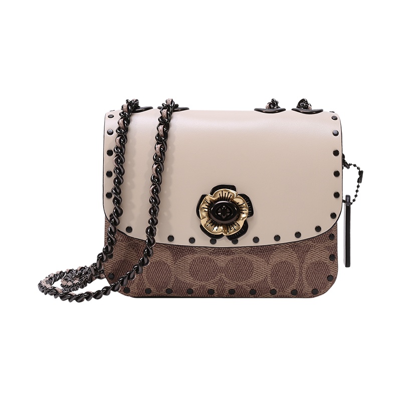 COACH 蔻驰 女士 专柜款MADISON系列涂层帆布配皮山茶花手提单肩斜挎包 C2462