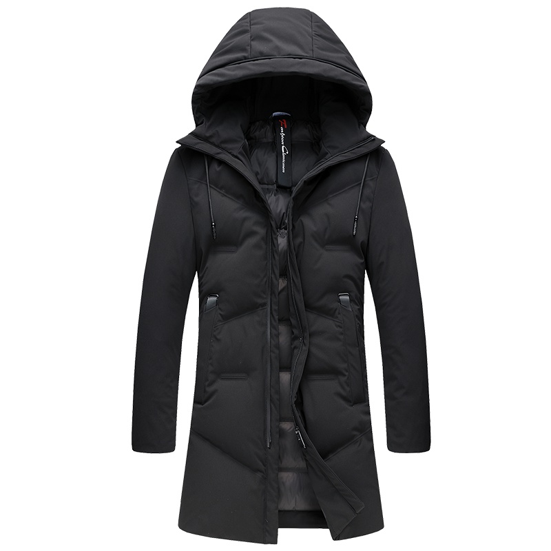 雪中飞2019新款羽绒服男中长款中青年加厚保暖纯色连帽男士外套潮流