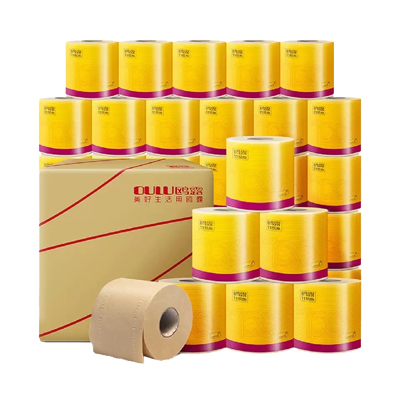 鸥露 原浆本色卷纸三层140g*27卷卫生纸 有芯家用实惠装纸巾(整箱销售)