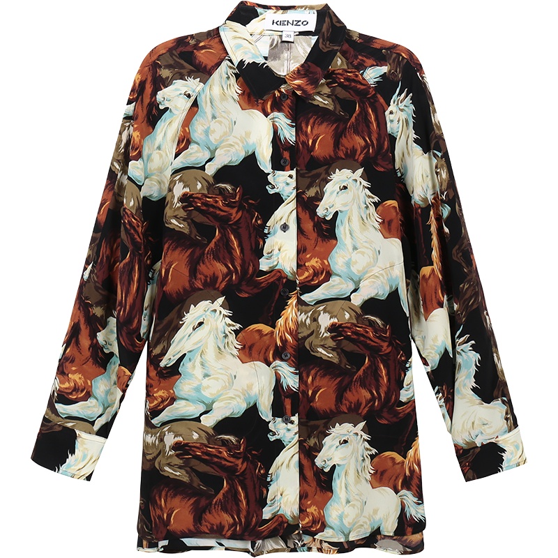 KENZO 高田贤三 女士 桑蚕丝休闲长袖衬衫 FA6 2CH028 522