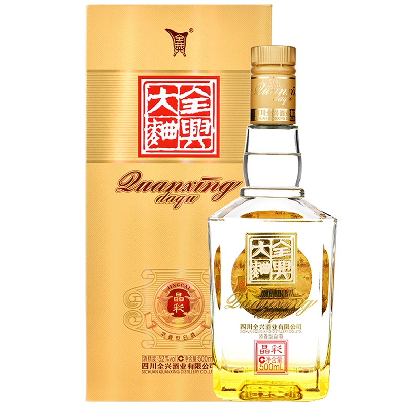 全兴大曲晶彩金52度500ml浓香型纯粮酿造高度白酒 1瓶