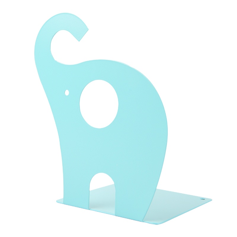 正彩(ZNCI)金属铁镂空书立夹/学生书立架/书夹/书靠/书挡/书板创意办公文具用品2片/副 2503小象款蓝色