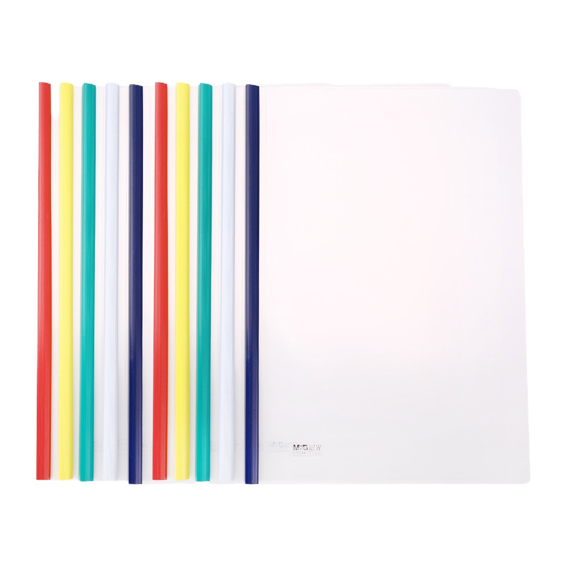 晨光(M&G) 10个装彩色透明抽杆夹 文件夹 报告资料夹 拉杆夹 颜色随机