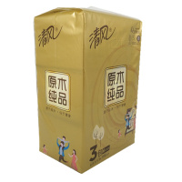 清风原木纯品抽纸M号金装系列3层150抽 3包/提 16提/箱