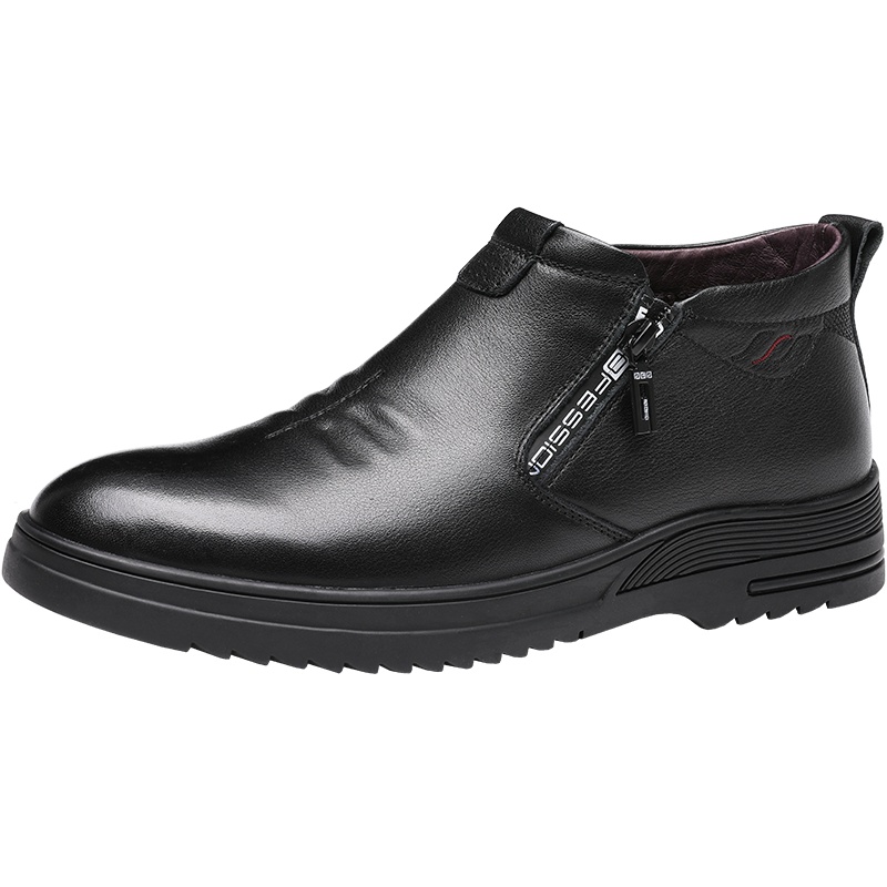 红蜻蜓男鞋冬季马丁靴男高帮皮鞋英伦加绒切尔西靴中帮真皮短靴潮