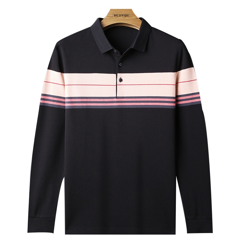 恒源祥男士长袖T恤2020新款翻领商务休闲中年男士t恤衫